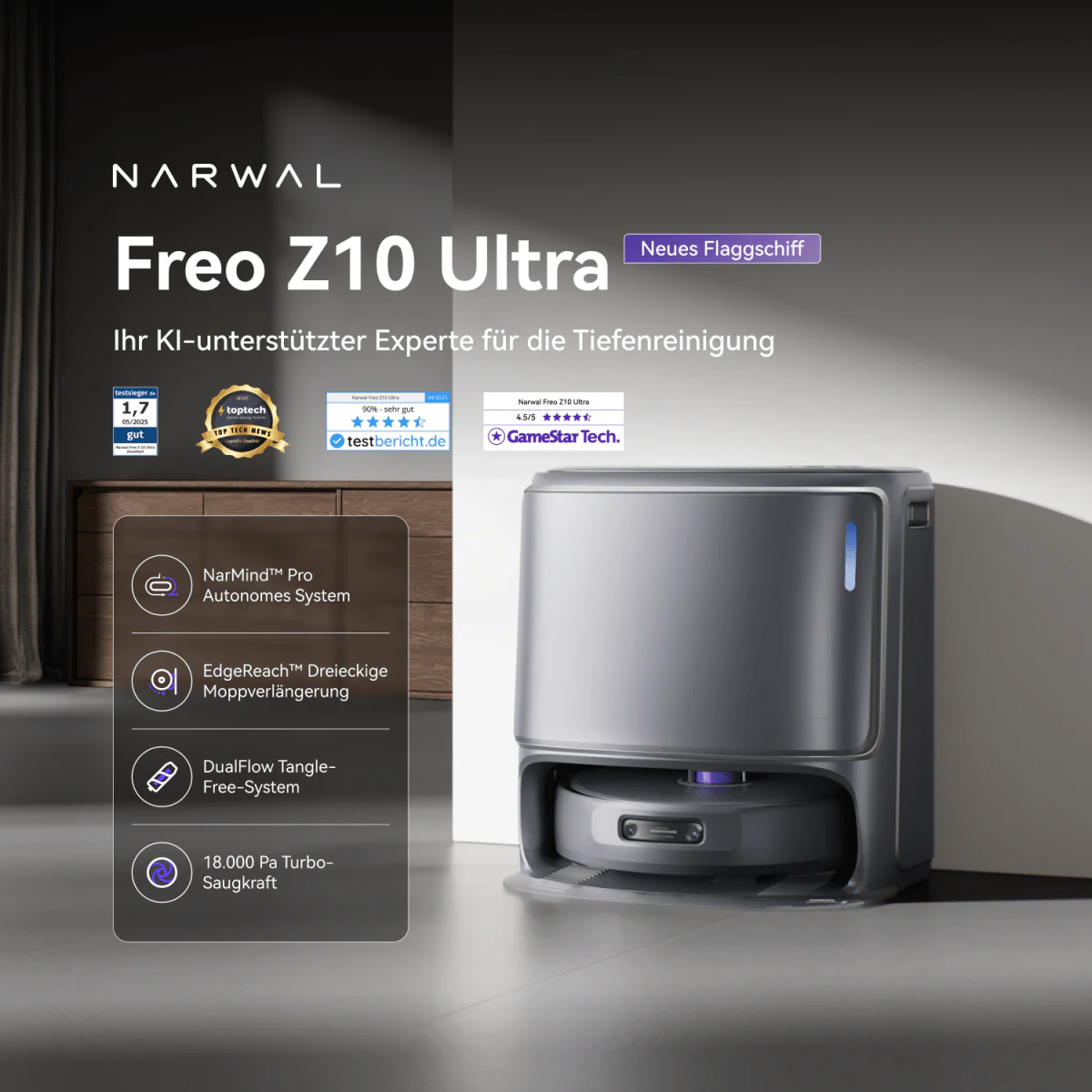 Narwal Freo Z10 Ultra Saugroboter mit Wischfunktion - Image 5